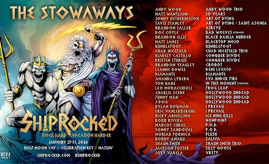 Shiprocked 2026 The Stowaways band poster