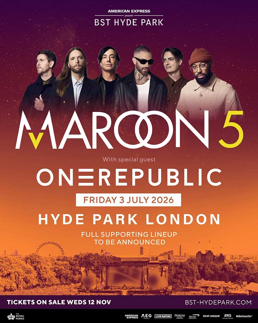 UK Maroon 5 headline BST Hyde Park 2026 poster
