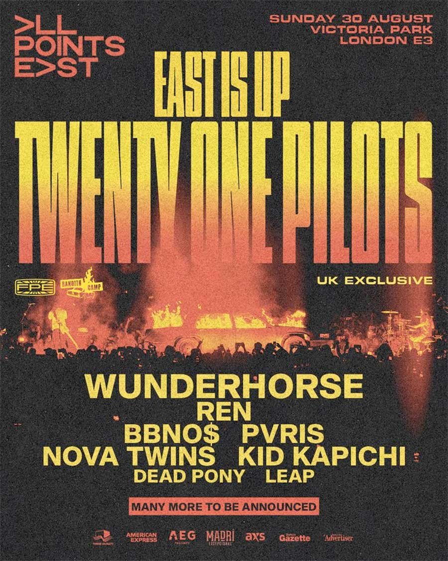 UK Twenty One Pilots headline All Points East 2026 poster
