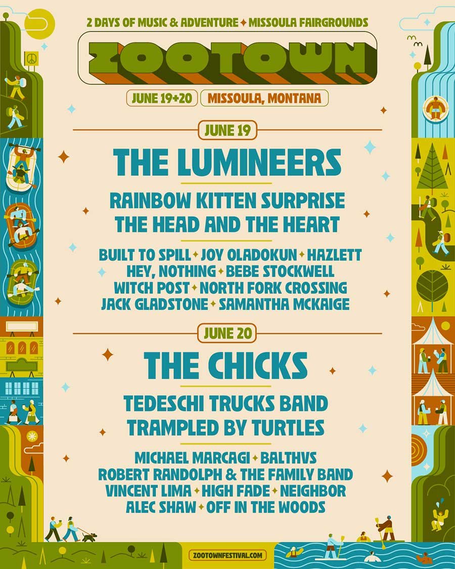 USA Zootown Festival Montana 2026 daily line up poster