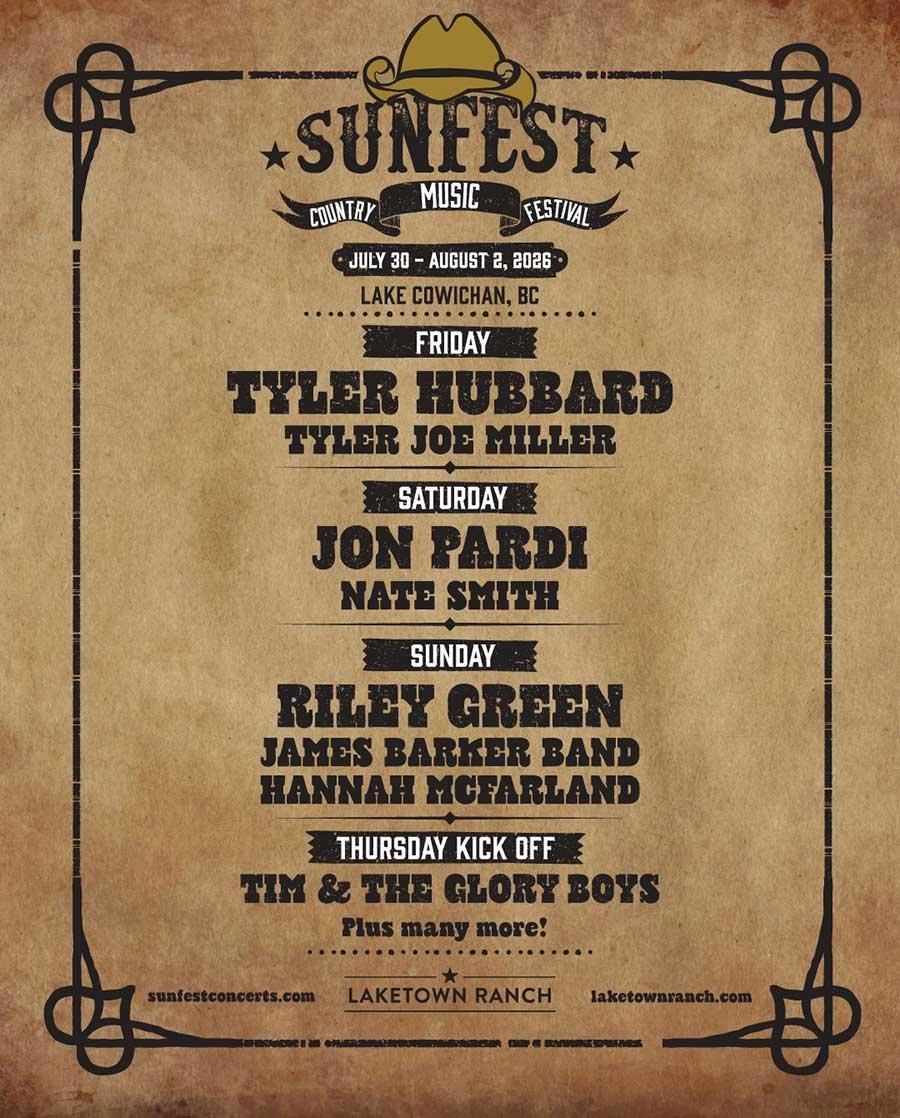 Canada Sunfest 2026 headliners poster