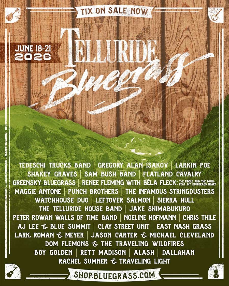 USA Telluride Bluegrass Festival 2026 additions poster
