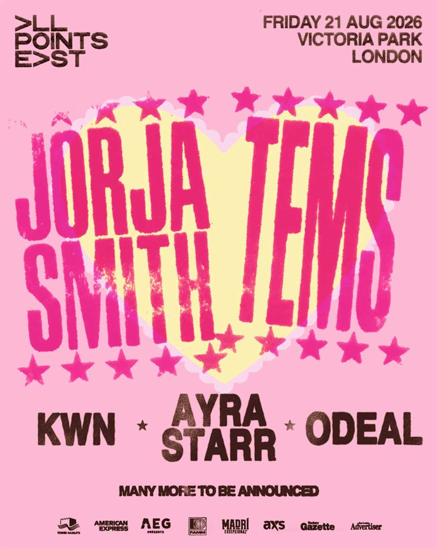 UK All Points East Jorja Smith and Tems 2026 poster