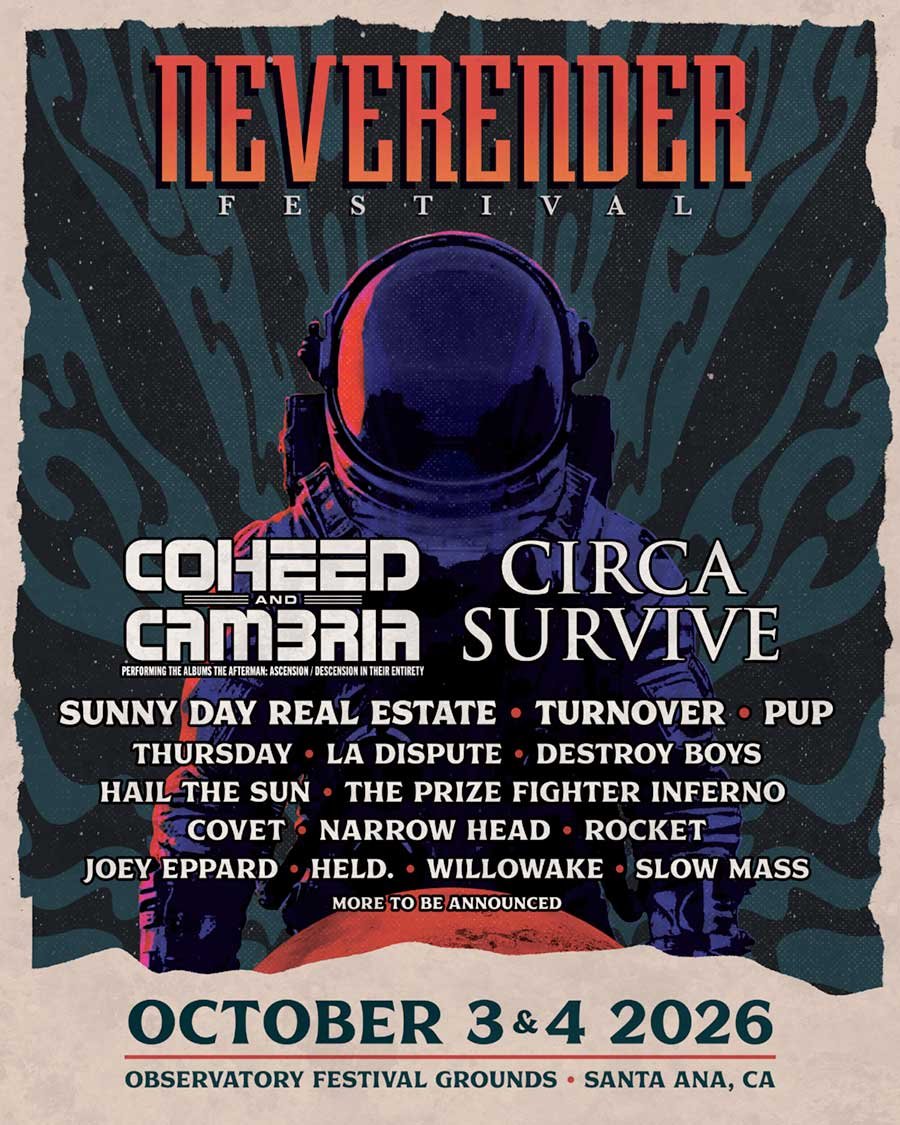 USA Coheed and Cambria Neverender Festival 2026 poster