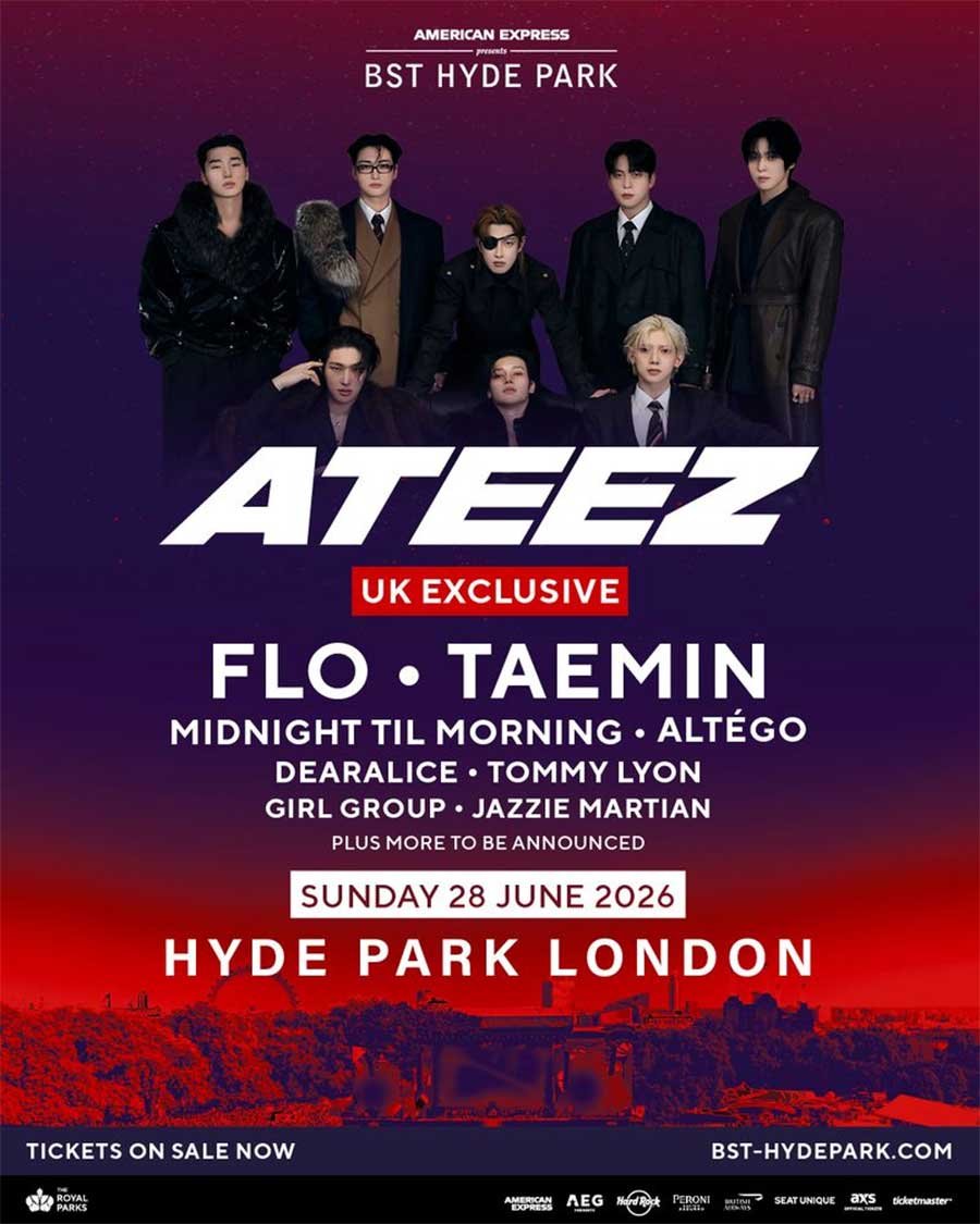 UK BST Hyde Park ATEEZ support poster 2026