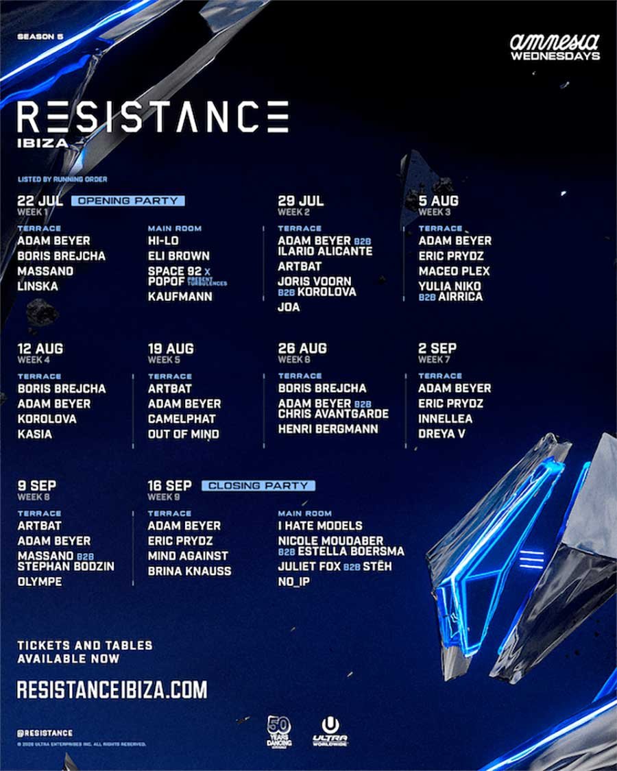 Resistance Ibiza 2026 schedule poster