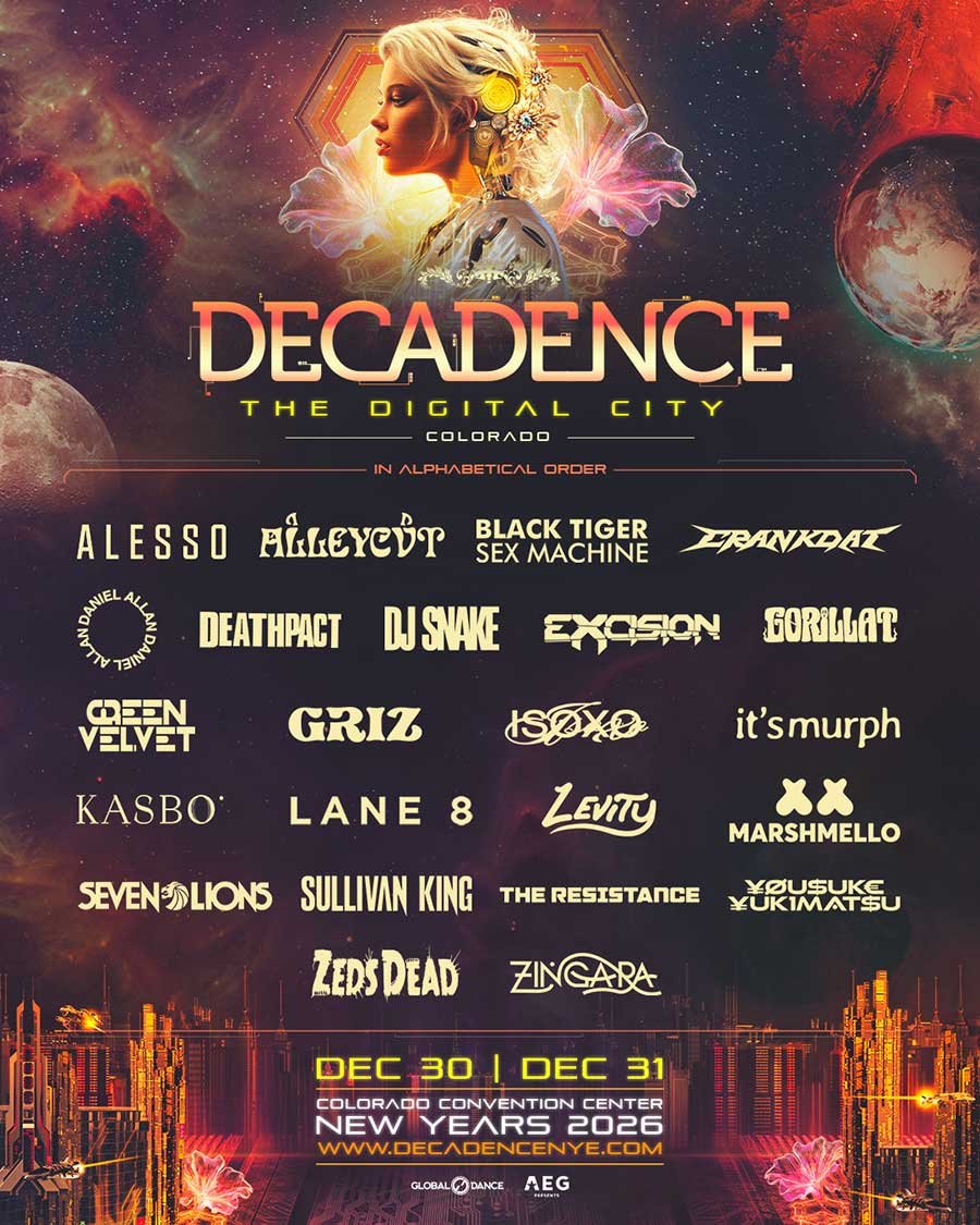 USA Decadence NYE Colorado 2026 poster