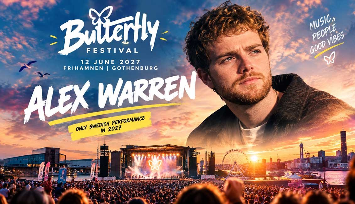 Alex Warren headlines Butterfly Festival 2027 in Gothenburg