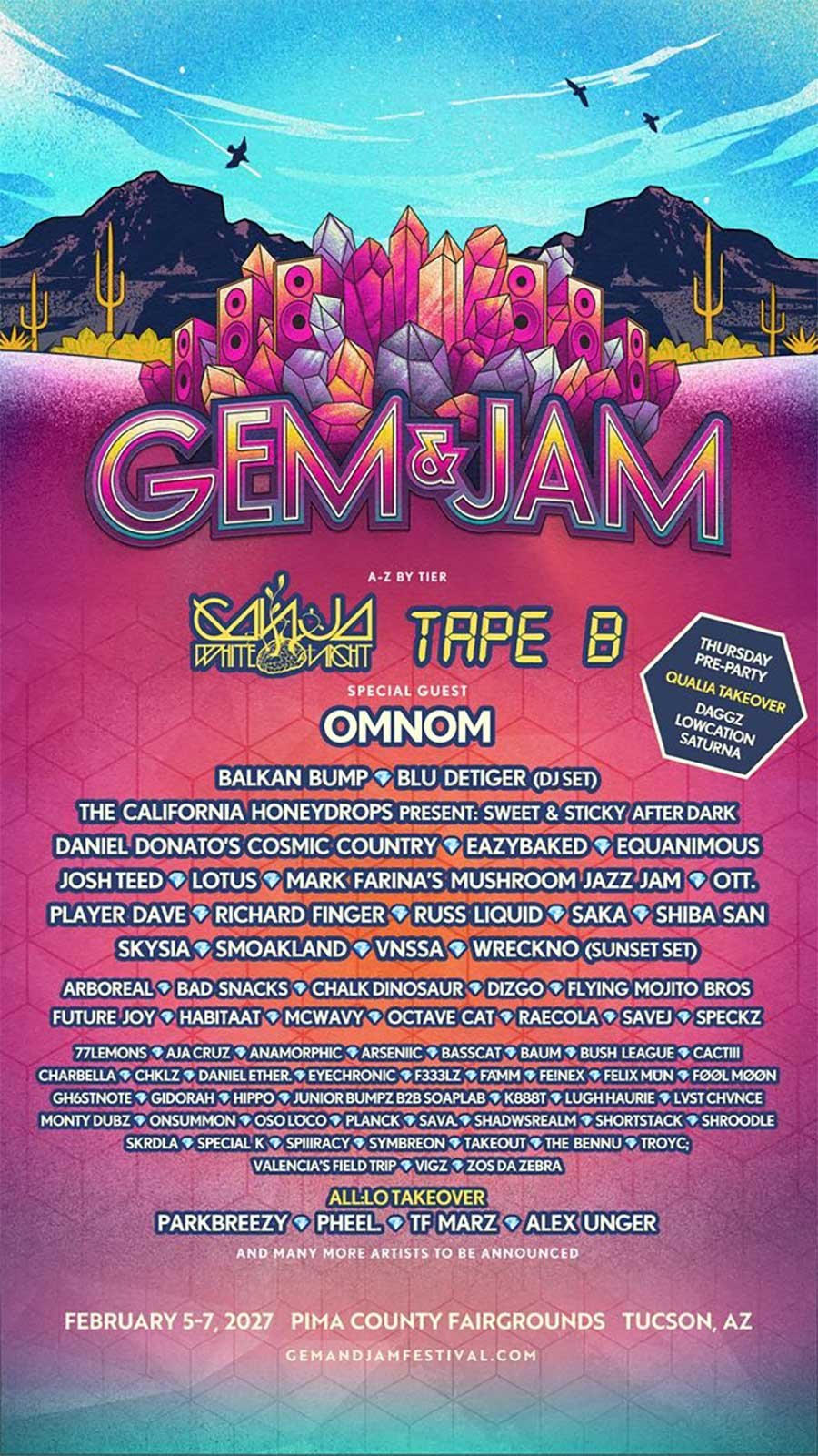 Gem and Jam Festival 2027 phase 2 poster