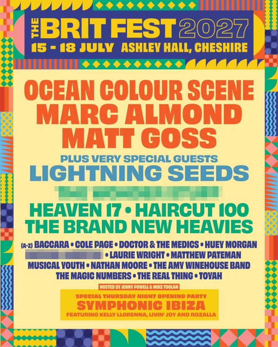The Brit Fest 2027 phase 1 poster